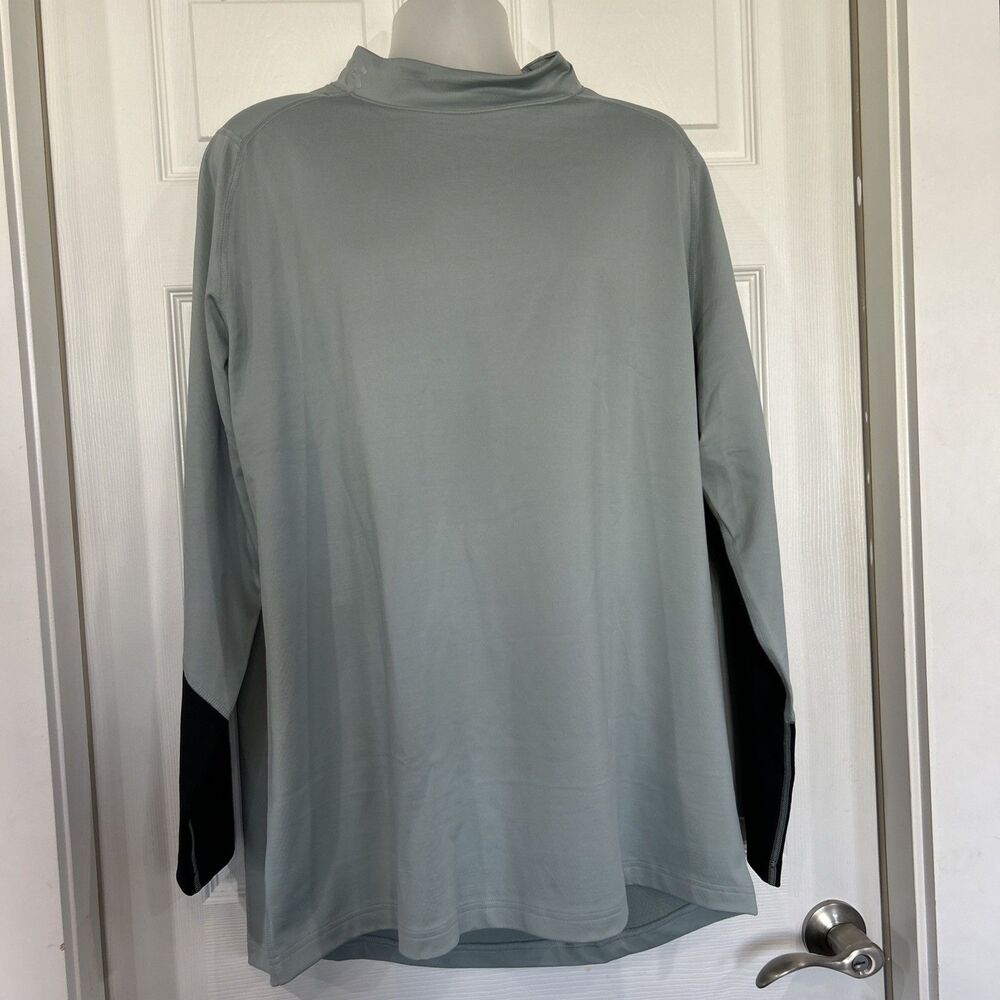Under Armour Fitted Mock Neck Cold Gear Shirt Men's 4XL Soft Green & Black